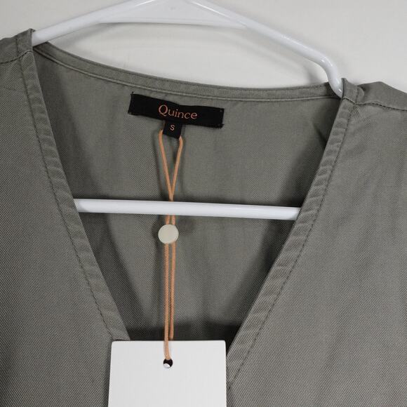 New Quince Vintage Wash Tencel Button Front Dress Olive Women’s Small 3907-M - Picture 8 of 11